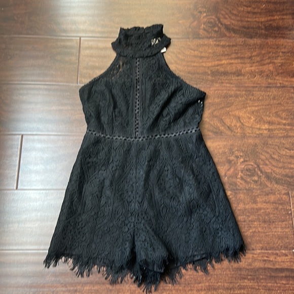 Foxiedox Halter Black Lace Romper - Picture 6 of 8